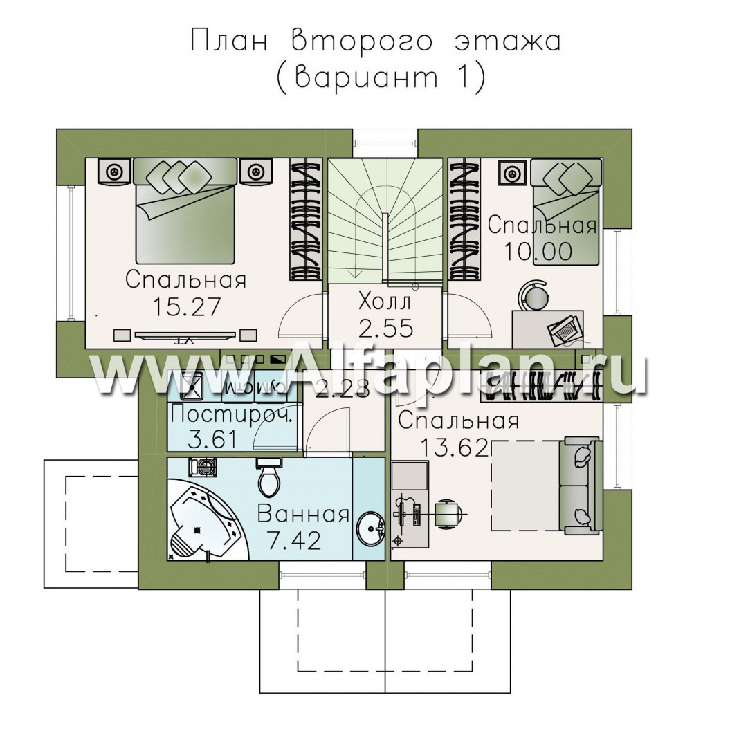 Изображение плана проекта «Боспор» - проект дома с мансардой, из кирпича, в стиле эклектика №2