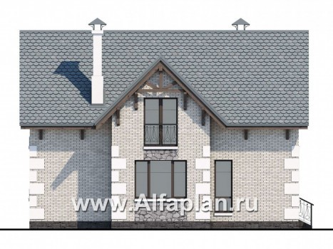 «Малая Родина» - проект дома с мансардой, открытая планировка, в стиле эклектика - превью фасада дома