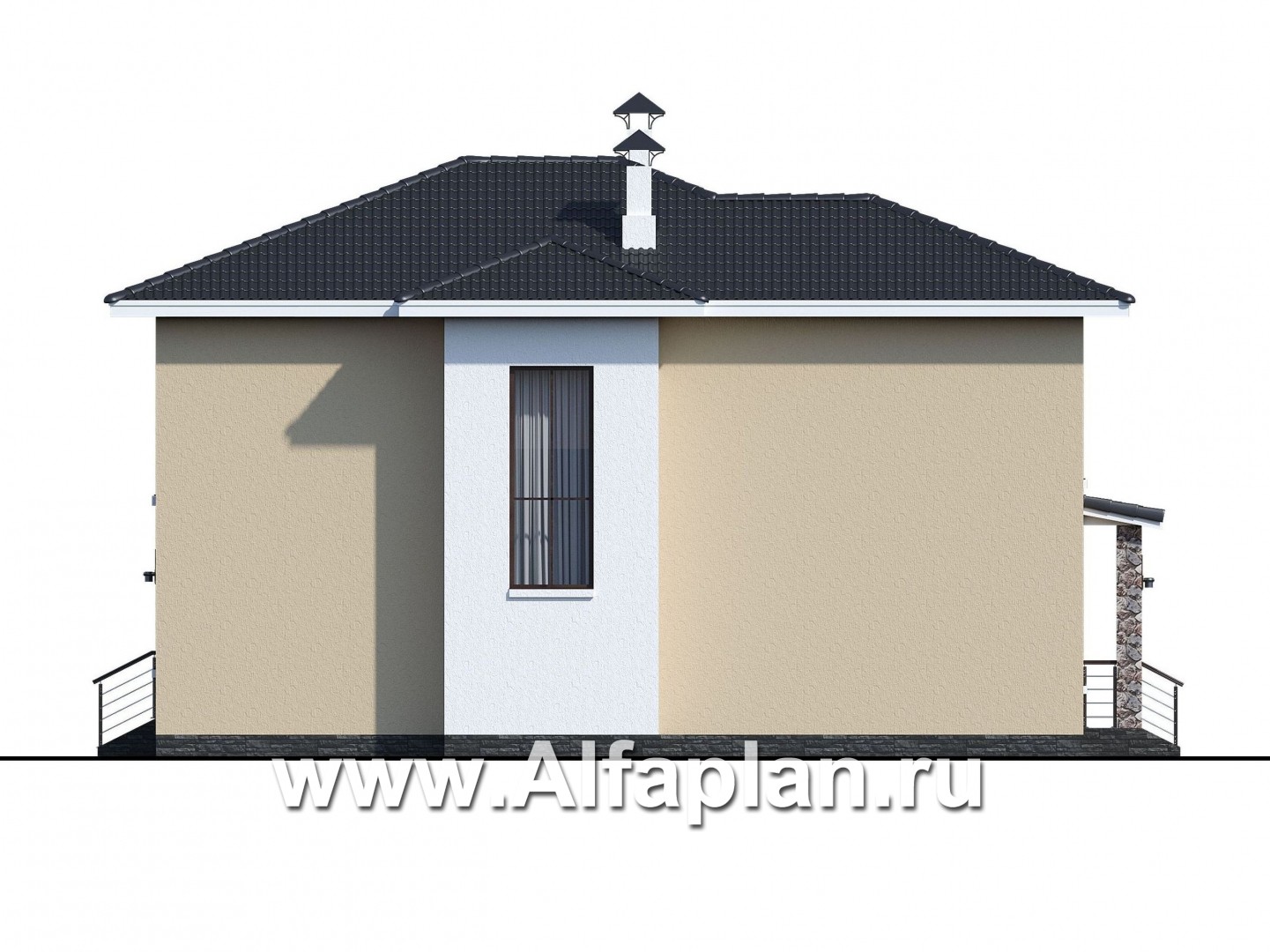 Проекты домов Альфаплан - «Формула успеха» - современный коттедж с угловыми окнами - изображение фасада №2