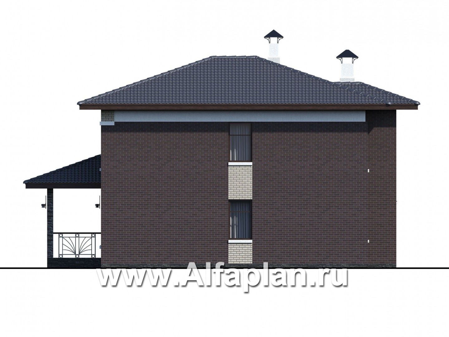 Проекты домов Альфаплан - «Маяк» - уютный дом с террасой - изображение фасада №2