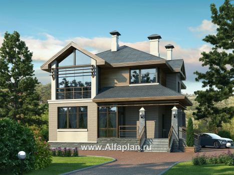 Проекты домов Альфаплан - «Вектор» - загородный коттедж с большими окнами - превью дополнительного изображения №1