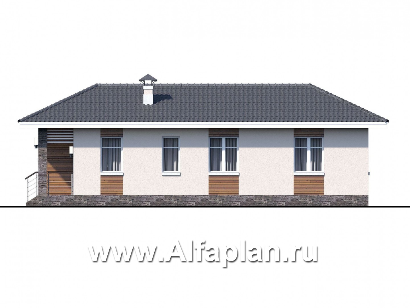 Проекты домов Альфаплан - "Атриум" - одноэтажный коттедж с внутренним двориком - изображение фасада №2