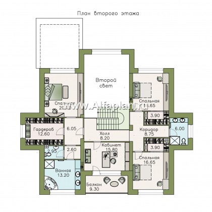 «Дунай» — проект двухэтажного дома, вилла с двусветной гостиной, баварская кладка - превью план дома