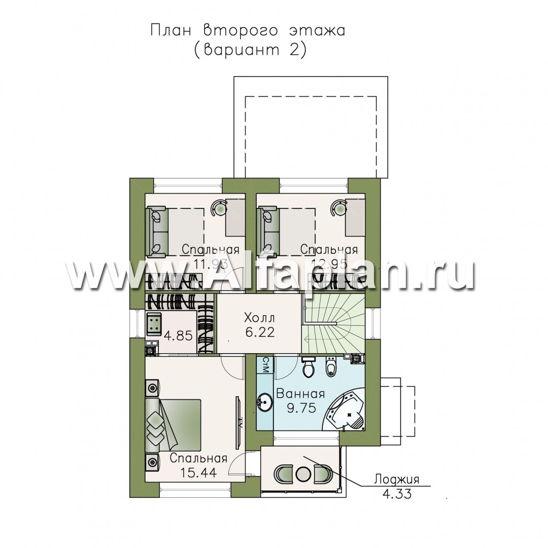 369A-S «Вламинк» - проект двухэтажного дома, с террасой, с гаражом, в  современном стиле Акварель: цена | Купить готовый проект с фото и  планировкой