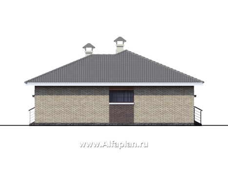 Проекты домов Альфаплан - «Вуокса» - проект одноэтажного дома из кирпича с комфортной планировкой - превью фасада №2