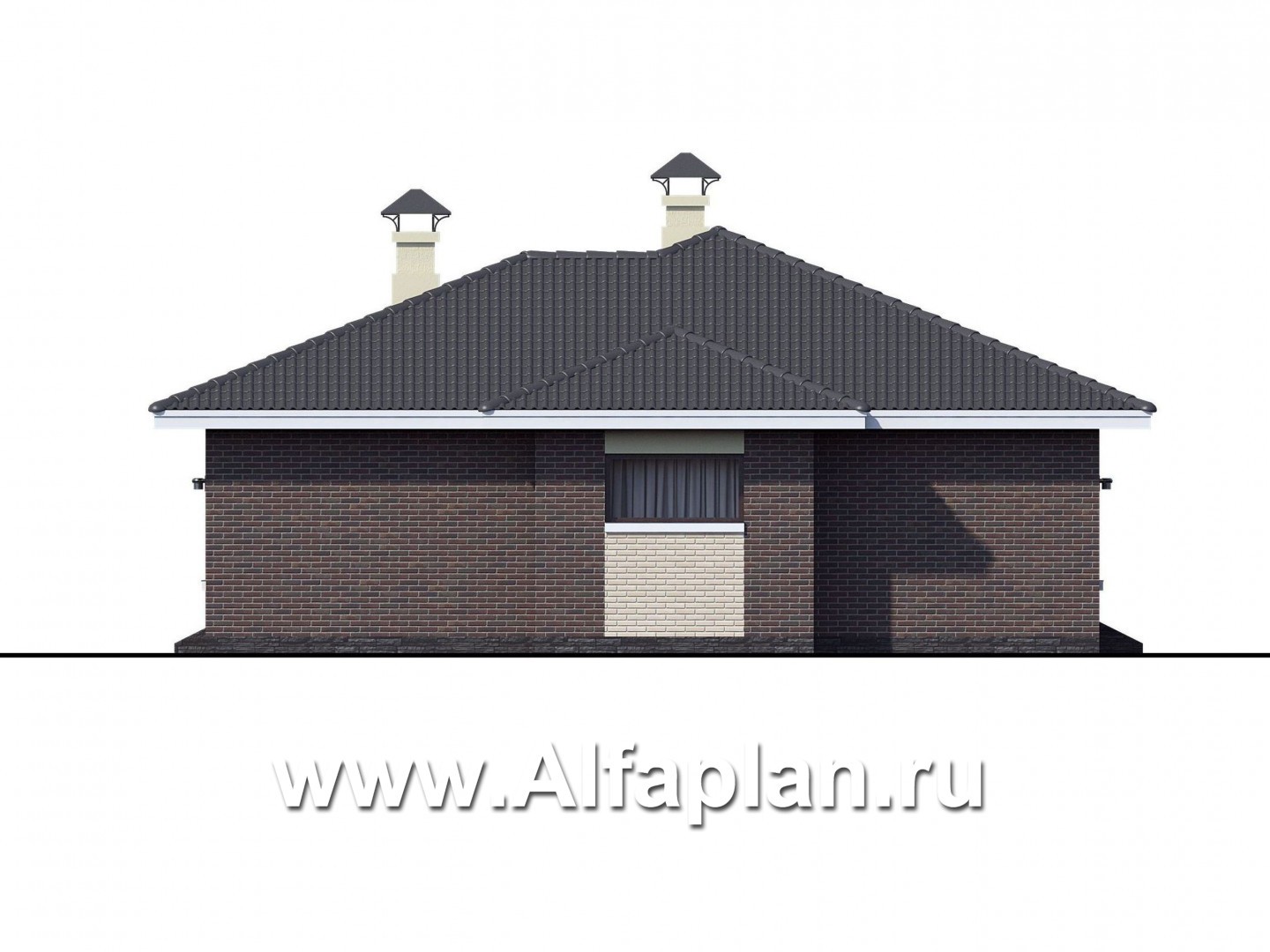 Проекты домов Альфаплан - «Вуокса» - одноэтажный дом с просторной гостиной-столовой - изображение фасада №2