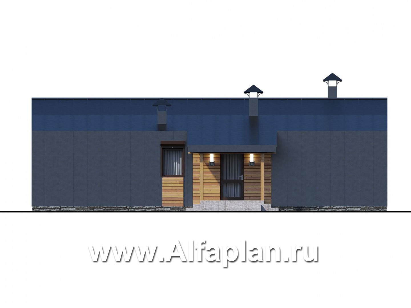 Проекты домов Альфаплан - «Йота» - каркасный дом с сауной - изображение фасада №3