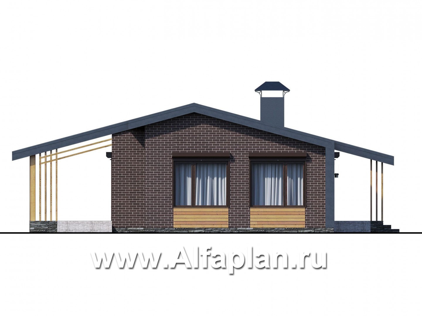 Проекты домов Альфаплан - «Омикрон» - современный каркасный дом для загородной жизни - изображение фасада №4