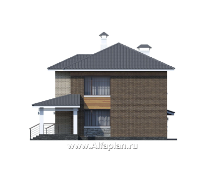 «Летний вечер» - проект двухэтажного дома, с верандой и с гаражом на 2 авто, в современном стиле - превью фасада дома