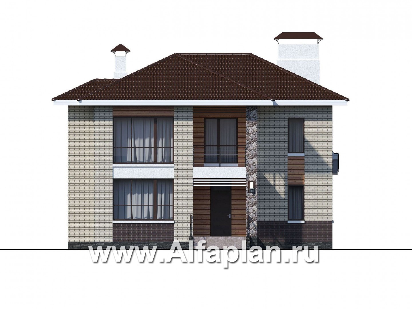 Проекты домов Альфаплан - «Формула успеха» - загородный дом с удобной планировкой - изображение фасада №1