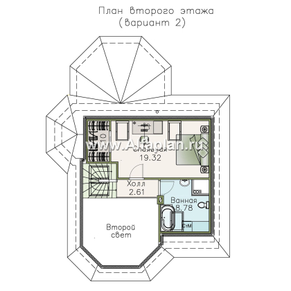 Проекты домов Альфаплан - «Душечка» - небольшой дом с мансардой - превью плана проекта №3