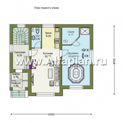 Проекты домов Альфаплан - Сауна с гостевой квартирой - превью плана проекта №1