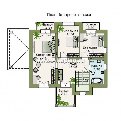 Проекты домов Альфаплан - «Разумовский» - красивый коттедж с элементами стиля модерн - превью плана проекта №2