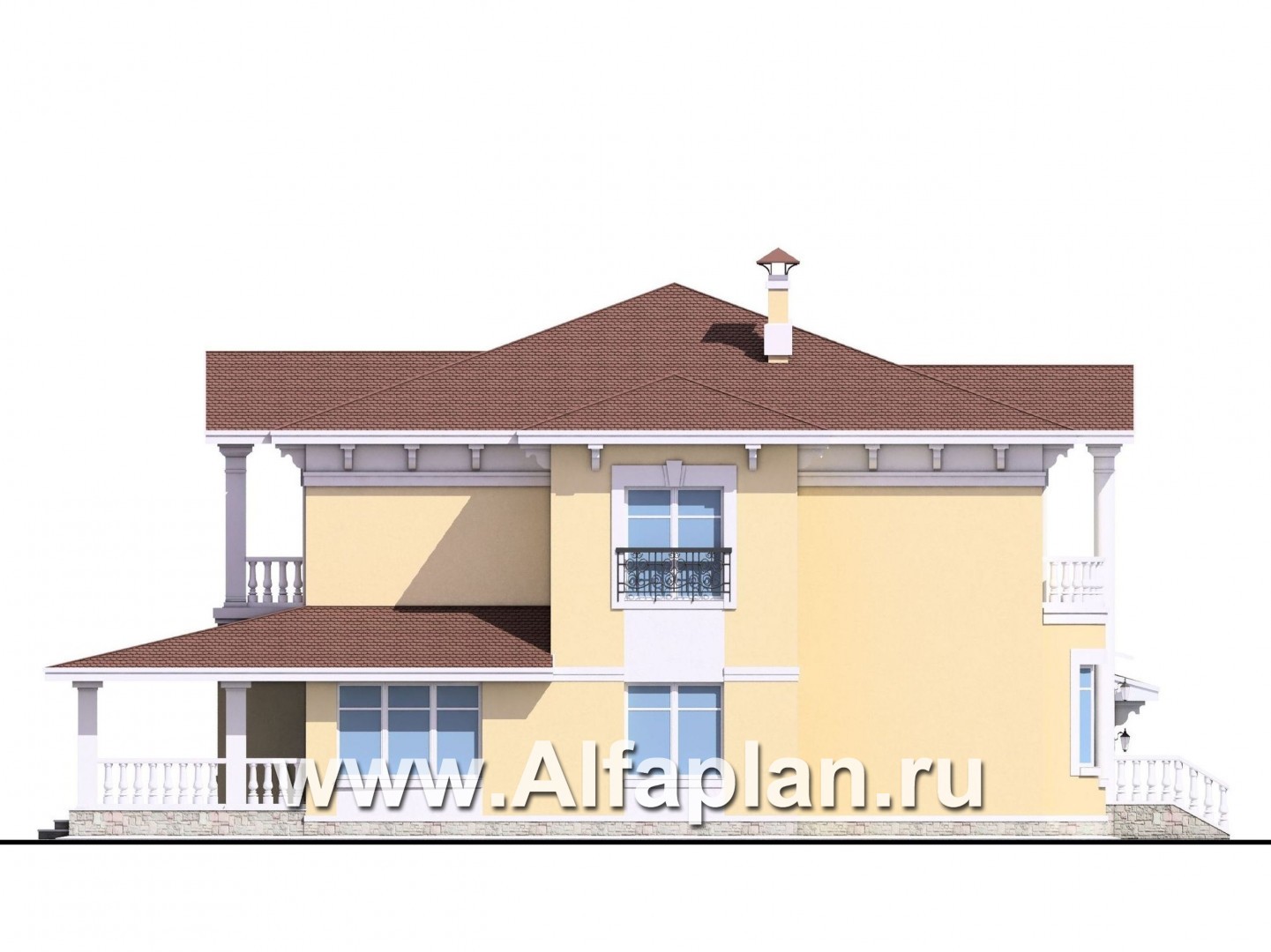 Проекты домов Альфаплан - Вилла «Эдельвейс» - элитный дом в классическом стиле - изображение фасада №3