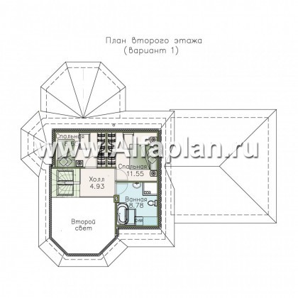 Проекты домов Альфаплан - «Душечка плюс» - компактный дом с навесом для машин - превью плана проекта №2