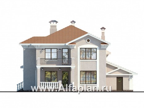 Проекты домов Альфаплан - «Эсперанса» - загородный особняк с террасой и гаражом - превью фасада №4