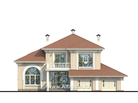 «Тургенев» - проект двухэтажного дома, с террасой и с гаражом, в классическом стиле - превью фасада дома