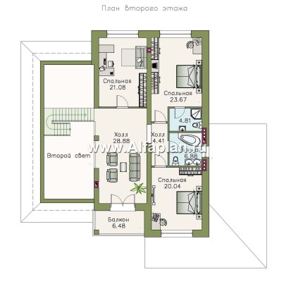 «Тургенев» - проект двухэтажного дома, с террасой и с гаражом, в классическом стиле - превью план дома