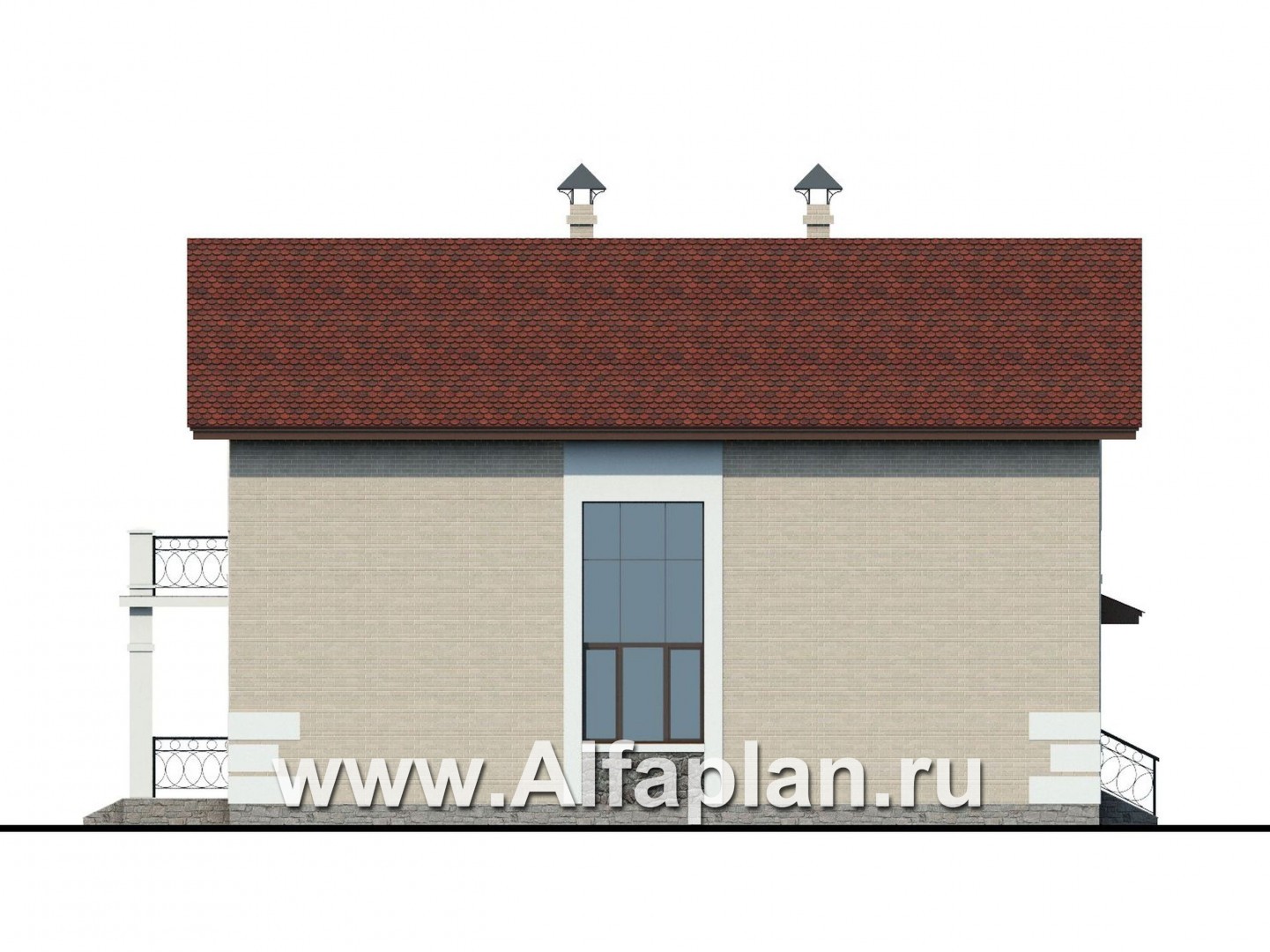 Проекты домов Альфаплан - «Монрепо» - компактный дом с гаражом-навесом на два авто - изображение фасада №3