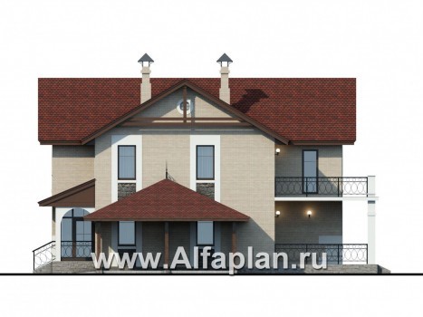Проекты домов Альфаплан - «Монрепо» - компактный дом с гаражом-навесом на два авто - превью фасада №2