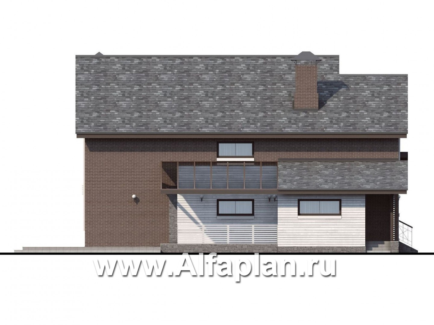 Проекты домов Альфаплан - «Эль-Ниньо» - современный дом с террасами - изображение фасада №3