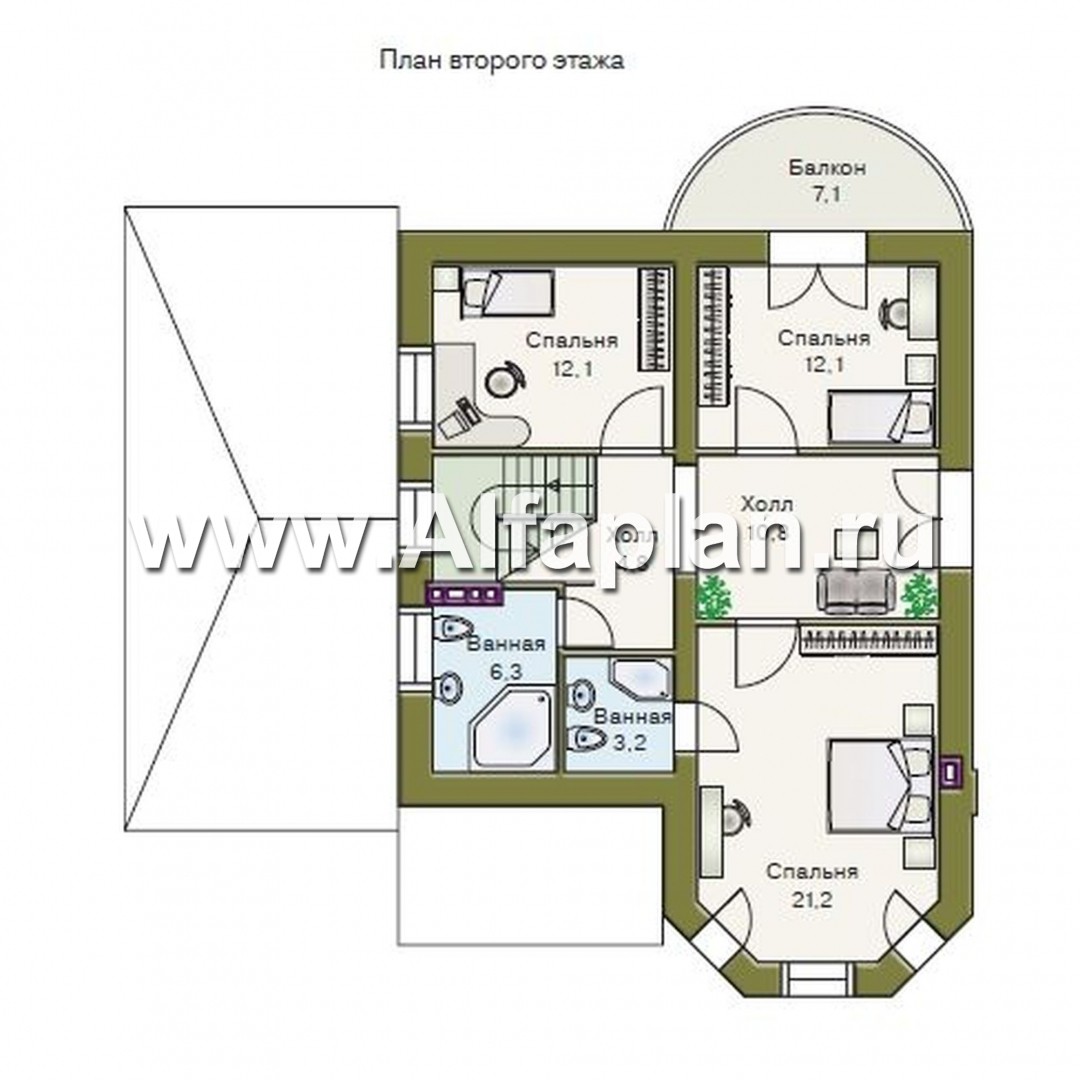 Проекты домов Альфаплан - «Аристо» - компактный дом с навесом для машины - план проекта №2