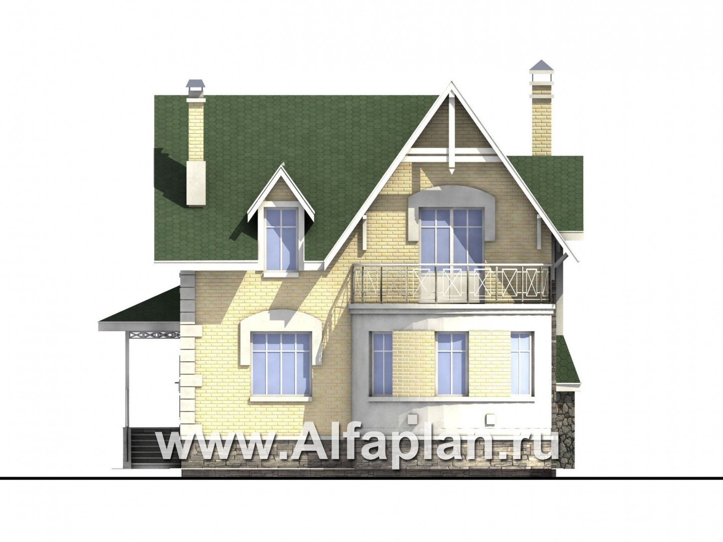 Проекты домов Альфаплан - «Ретростилиса» - проект экономичного дома для небольшого участка - изображение фасада №4