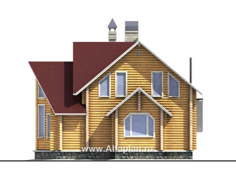 Проекты домов Альфаплан - «Л-Хаус» - деревянный дом с навесом для машины - превью фасада №2