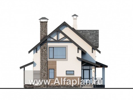 Проекты домов Альфаплан - «Роза ветров» - современный загородный дом - превью фасада №1