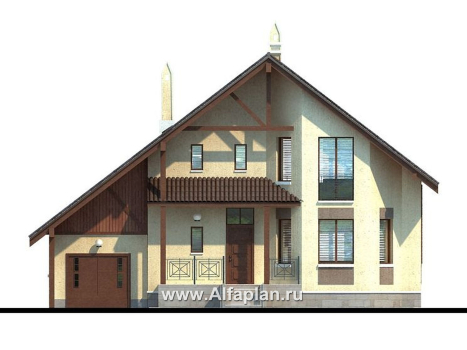 Проекты домов Альфаплан - «Регенсбург» - газобетонный коттедж в немецкой традиции - превью фасада №1