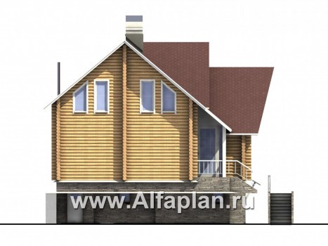 Проекты домов Альфаплан - «Усадьба» - деревянный  дом с высоким цоколем - превью фасада №3