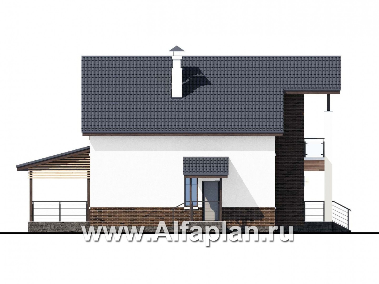 Проекты домов Альфаплан - «Галс» - двухэтажный коттедж со вторым светом - изображение фасада №3