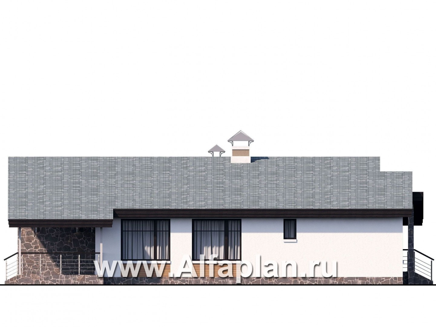 «Санта-Моника» — проект одноэтажного дома, с террасой, с гаражом на 2 авто, в современном стиле - фасад дома