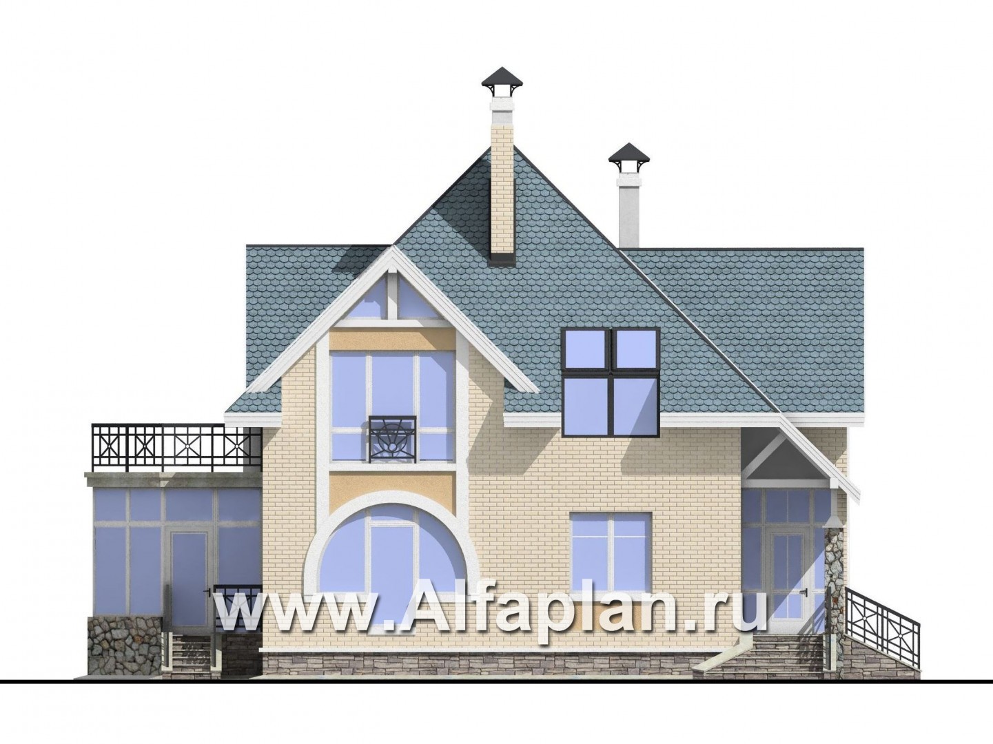 Проекты домов Альфаплан - Коттедж с окнами верхнего света - изображение фасада №3