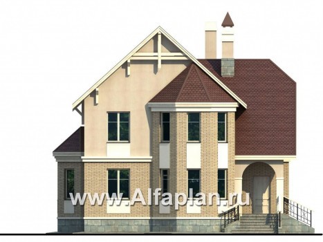«Успех» - проект двухэтажного дома,  с верандой и с эркером - превью фасада дома