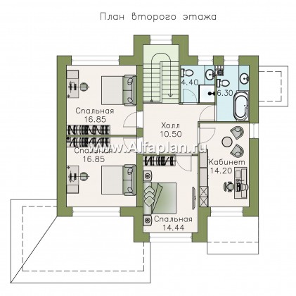 Проекты домов Альфаплан - «Светлая полоса» - современный двухэтажный коттедж с верандой - превью плана проекта №2