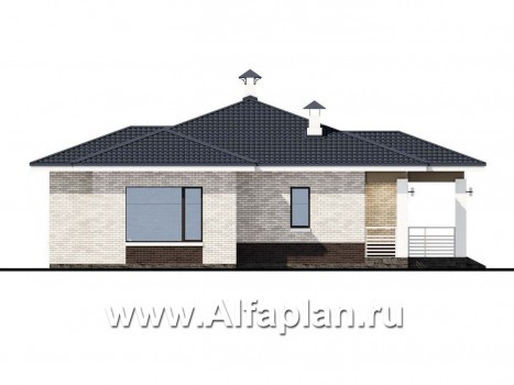 «Эрато» - красивый дом, проект одноэтажного коттеджа, с террасой, в современном стиле - превью фасада дома