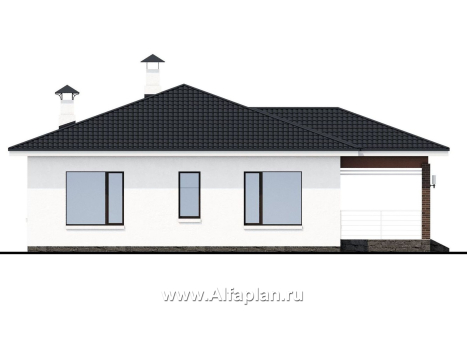 «Гемера» - проект одноэтажного дома, из газобетона, с эркером и террасой - превью фасада дома