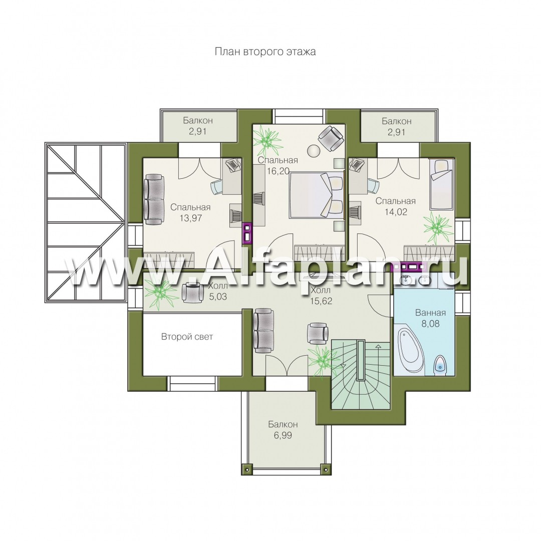 Проекты домов Альфаплан - «Разумовский» - элегантный загородный дом - изображение плана проекта №2