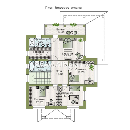 «Отражение» - проект двухэтажного дома, с террасой, мастер спальня, для большой семьи - превью план дома