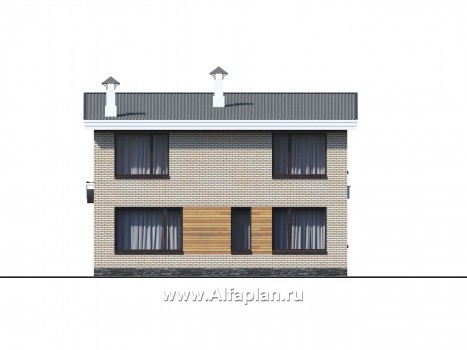 «Эрго» - проек дома 10х10м, планировка с террасой со стороны входа, с односкатной кровлей - превью фасада дома
