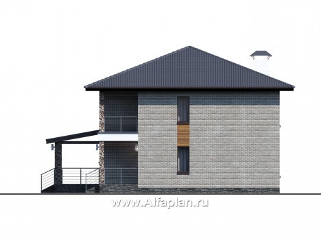 «Эрго» - проект дома 10х12м, с террасой со стороны входа, с удобной планировкой - превью фасада дома