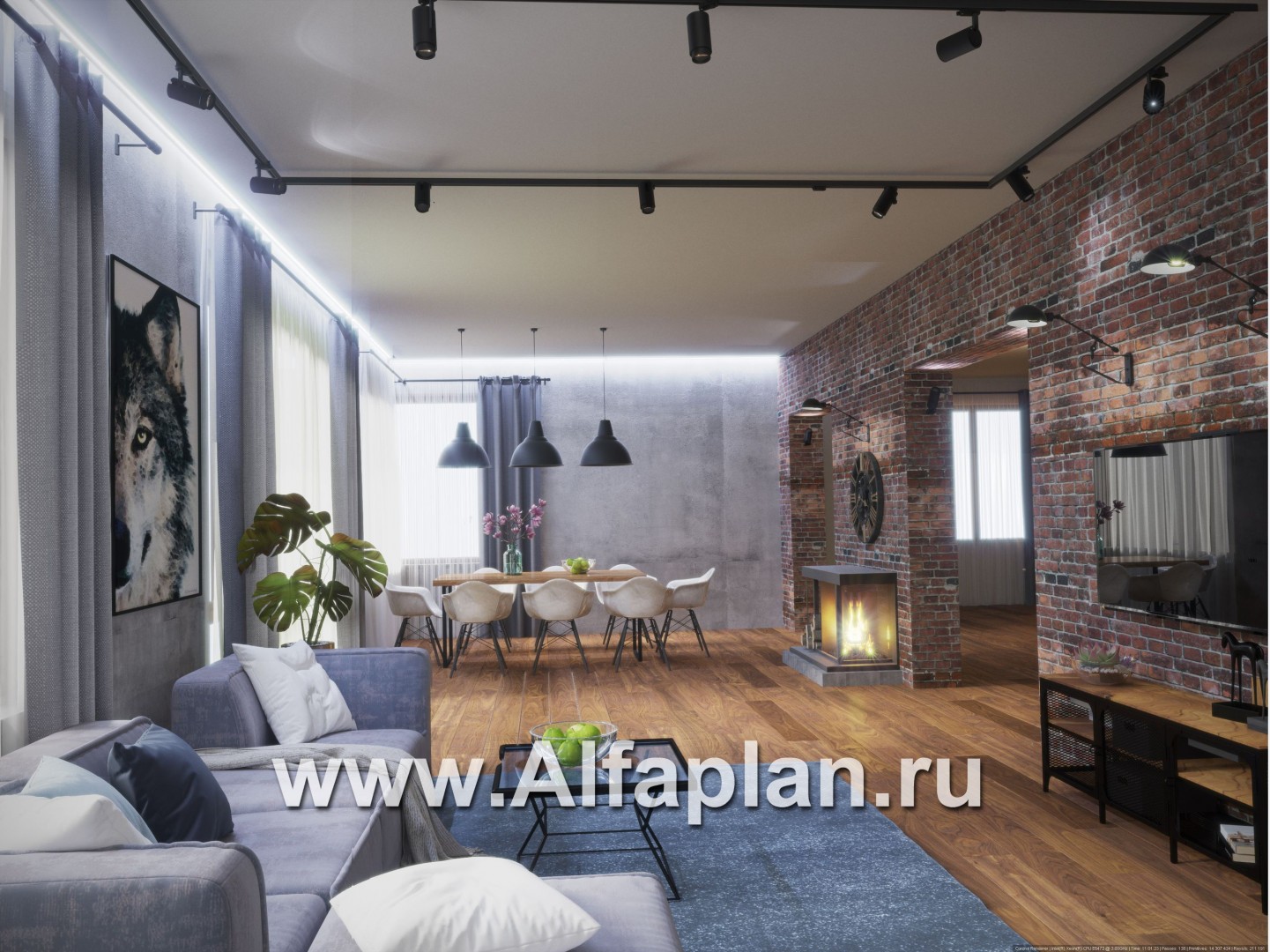 Проект двухэтажного дома, планировка с лестницей в центре, в современном стиле - дизайн дома №2