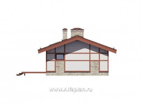 Проект бани с террасой, дом для отдыха, дача - превью фасада дома