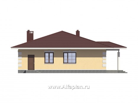 Проекты домов Альфаплан - Проект одноэтажного дома с удобной планировкой - превью фасада №4