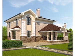 Проект двухэтажного дома, планировка с гостевой на 1 эт и с террасой с барбекю