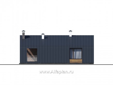 «Веда» - проект одноэтажного дома с сауной, с террасой, в стиле барн - превью фасада дома