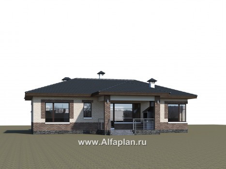 Проекты домов Альфаплан - «Авалон» - стильный одноэтажный дом с угловым остеклением - превью дополнительного изображения №3
