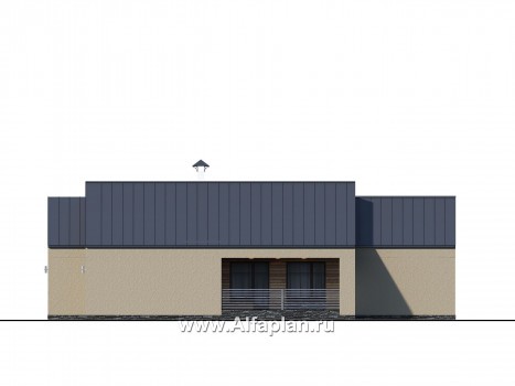 Проекты домов Альфаплан - «Аркада» - современный одноэтажный дом с сауной и большим гаражом - превью фасада №2