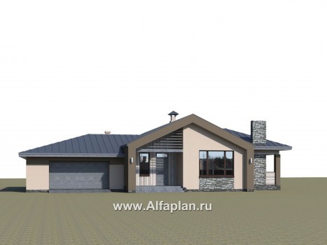 Проекты домов Альфаплан - «Аркада» - современный одноэтажный дом с террасой и большим гаражом - превью дополнительного изображения №3